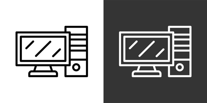 Computer Black And White Multiple Style Icon Set Collection Pack Vector Illustration 