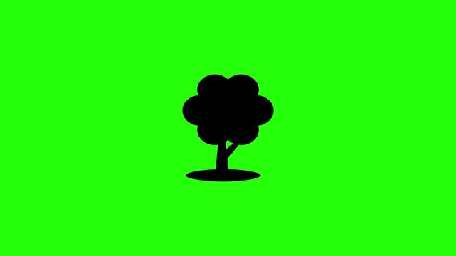 Beautiful 4K horizontal motion clip of a lush organic deciduous tree crown with a solid trunk wood base bouncing. Lively popup asset ideal for park landscaping arboriculture environmental protection d