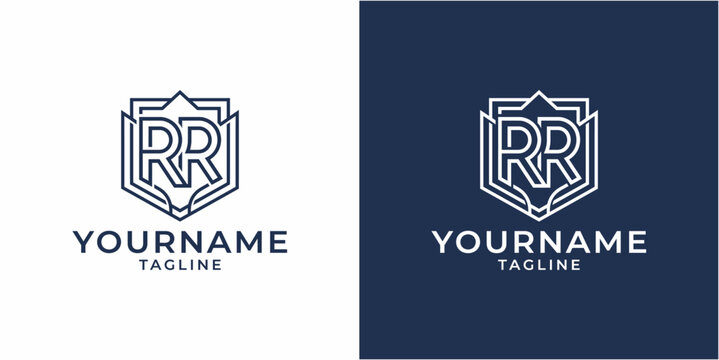 Logo design template with shield and letter.