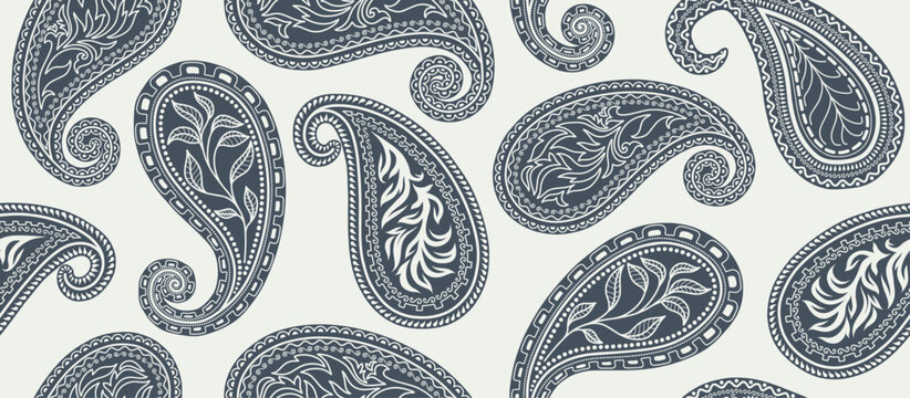  Ethnic floral paisley vintage seamless pattern.