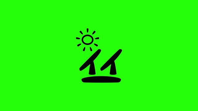 Premium 4K horizontal video showcasing a commercial scale industrial solar panel station matrix facing a glowing sun bouncing. Clean energetic popup animation perfect for utility engineering grid capa
