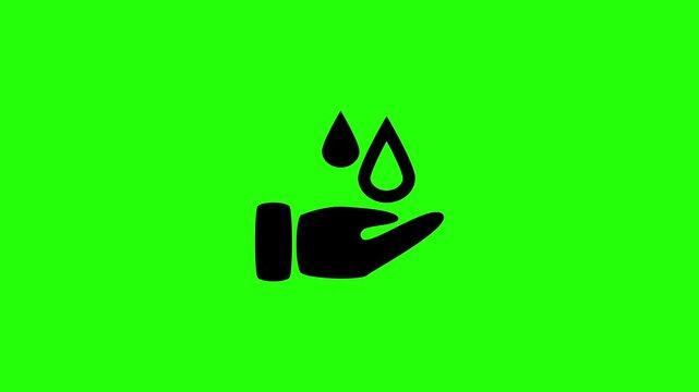 High definition 4K horizontal clip of a secure human hand palm collecting precious water droplets fluid bouncing cleanly. Dynamic popup element for environmental hydration dry drought protection socia