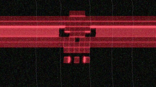 Red glowing 3d style human skull icon symbol spinning animation