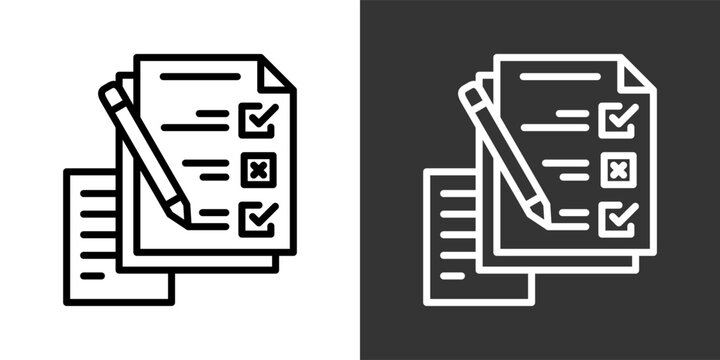 Test Black And White Multiple Style Icon Set Collection Pack Vector Illustration 
