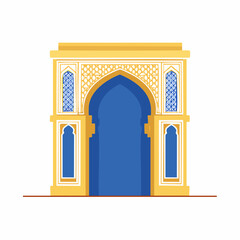 Fototapeta premium Ornate Islamic Archway with Blue Door and Geometric Patterns
