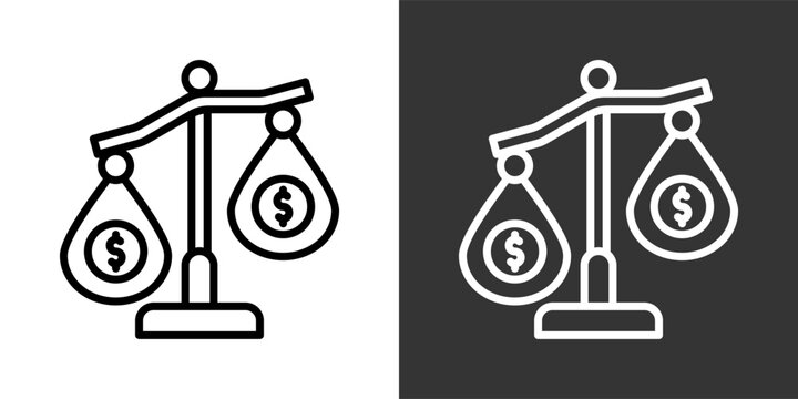 Inequality Black And White Multiple Style Icon Set Collection Pack Vector Illustration 