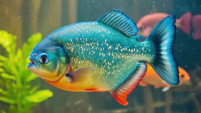 Tropical Piranha Fish Close Up Underwater