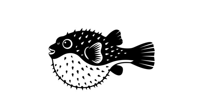 Prickly puffer fish side profile.