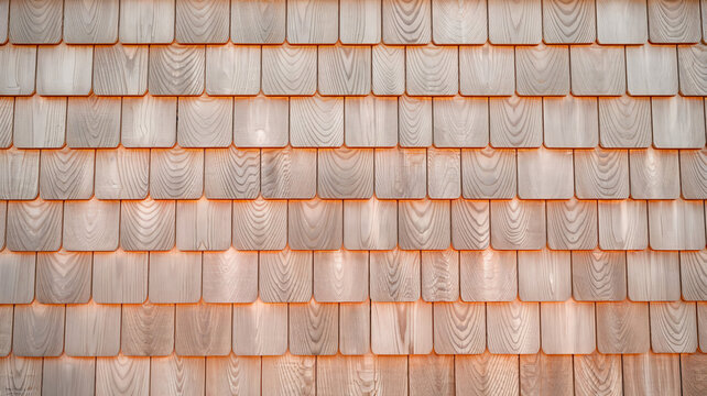 shingle wall. The layout features a repeating pattern of rectangular wooden shingles, each slightly overlapping the one below it, creating a textured and layered effect