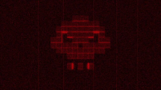 Red dark human skull symbol with 3d effect spinning animation
