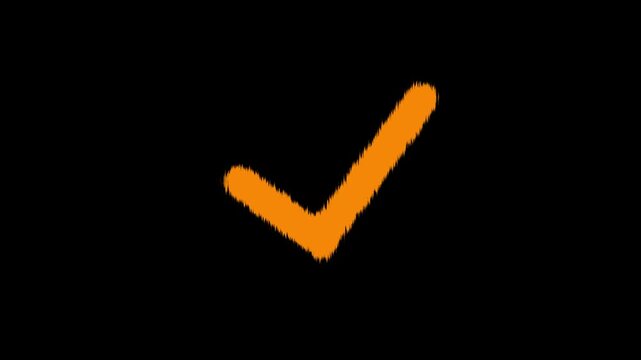 Orange Checkmark Animation Background with Confirmation Symbol, Approval Mark and Verified Success Concept