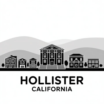 Hollister California Skyline Silhouette &ndash; San Benito County Vector Art