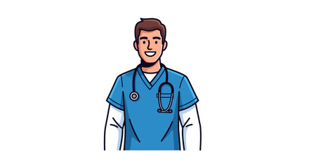 Fototapeta premium Medical professional illustration in flat style with stethoscope vector design