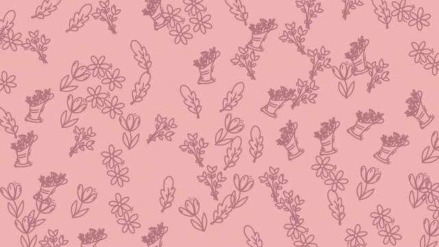 Floral Pattern Abstract Organic Shapes Minimalist Line Art Motion Graphic Design 4K Video Footage