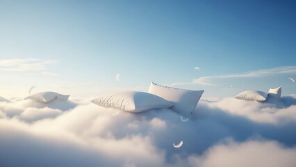 Fototapeta premium Dreamy architectural masterpiece floating on clouds under a serene sky.