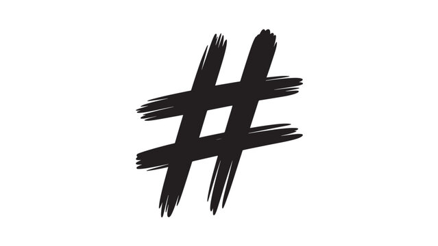 Brush Stroke Hashtag Symbol Icon Hand Painted Social Media Vector