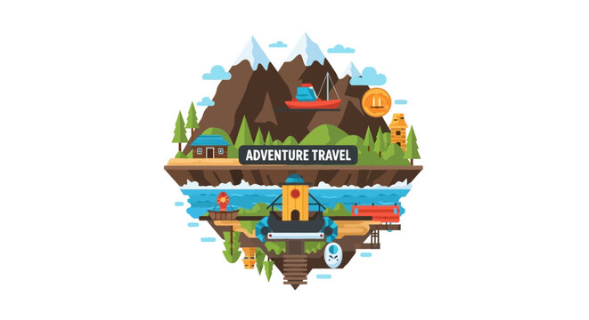 Adventure travel landscape with mountains and lake