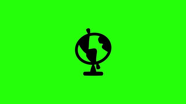 4K horizontal resolution video of a classic desktop school globe sphere on a curved stand support mount bouncing. Playful popup transition element perfect for international geography lesson textbook p