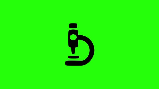 High definition 4K horizontal clip of a professional biology laboratory microscope optical inspection tool bouncing on layout. Dynamic popup element for school chemistry class medical pharmaceutical r