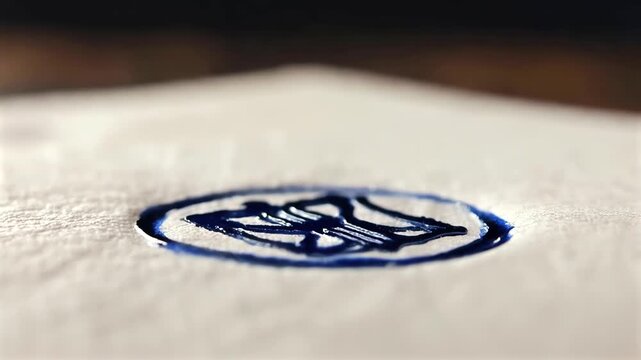 rubber stamp imprint on paper close up, document approval process, legal validation and certification, official authorization concept in business and government paperwork