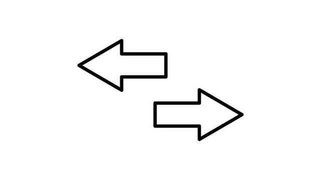 Arrow direction animated icon. Roadmap, map location route, navigation, road GPS, and arrow pointing right and left animation video