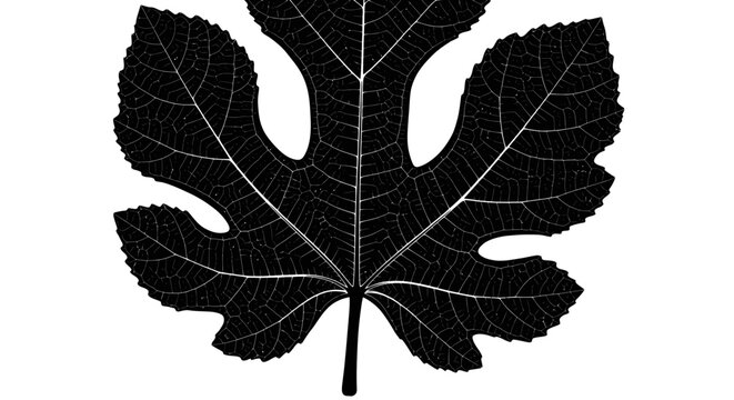 Large Black Leaf Silhouette Closeup.