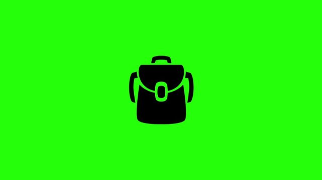 High quality 4K horizontal video containing a durable school backpack knapsack container bag with handle straps bouncing dynamically. Unique energetic popup graphic for high school apparel back to sch