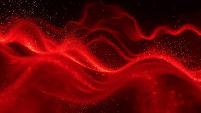 Vibrant Red Wave Particle Motion Abstract Background