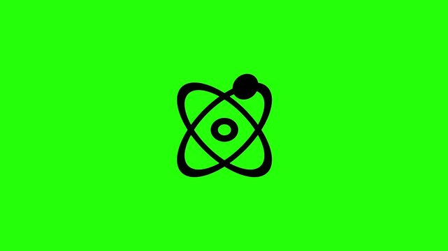 Clean 4K horizontal video showing an atomic structure nucleus globe model circled by orbital electron energy tracks bouncing fluidly. High quality popup graphic for quantum physics advanced formula ed