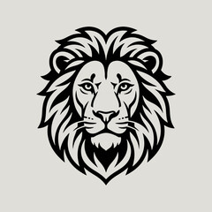 Obraz premium A bold black and white illustration of a majestic lion head