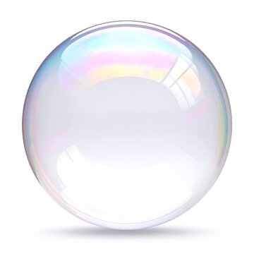 Iridescent Soap Bubble Floating in Mid-Air with Subtle Shadow.