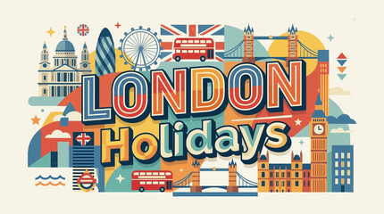 Fototapeta premium London Holidays Illustration: Landmarks and Travel Concept