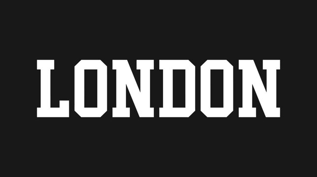London Text in White Block Letters on a Matte Black Backdrop