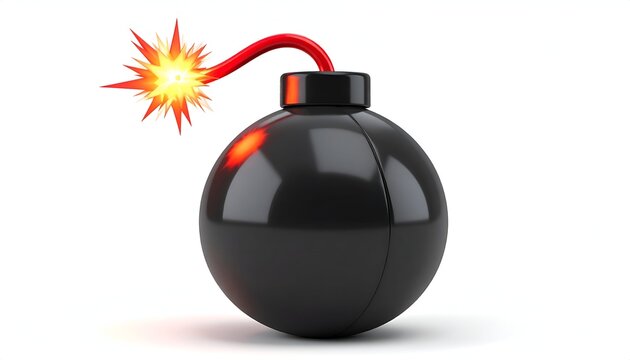 Cartoon bomb with a lit fuse ready to explode illustration.
