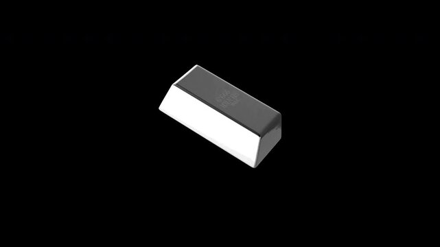 3D Silver bar rotating animation on a | Alpha channel