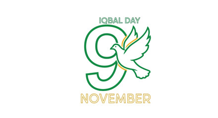 Fototapeta premium Iqbal Day Celebration with Dove Symbolizing Peace