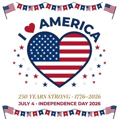 Obraz premium American heart with usa flag and independence day celebration