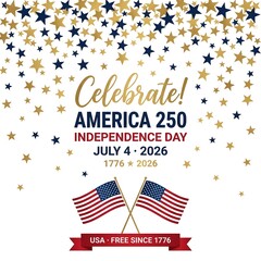 Obraz premium Usa independence day celebration with american flags and confetti