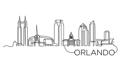 Obraz premium Orlando Skyline Line Art: Minimalist Cityscape Illustration