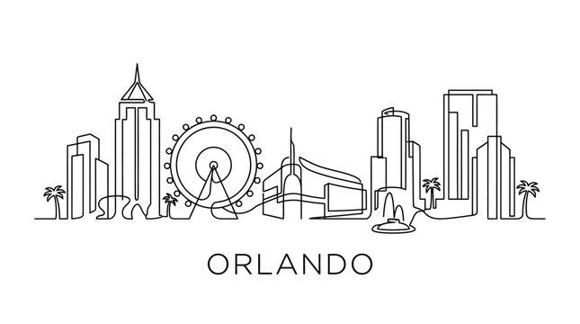 Orlando Skyline Line Art Illustration