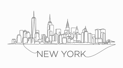 Obraz premium Minimalist New York City Skyline Line Art Illustration