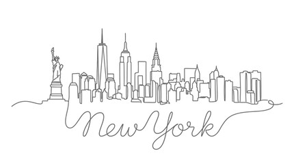Fototapeta premium Minimalist New York City Skyline Line Art
