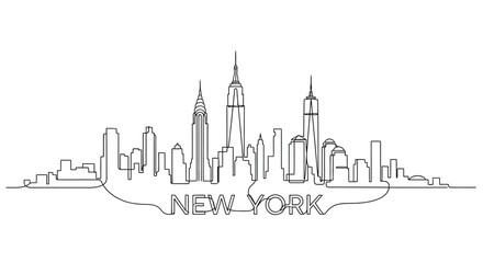 Fototapeta premium Minimalist New York City Skyline, Continuous Line Art