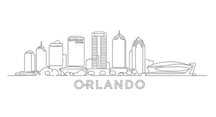 Fototapeta premium Orlando Skyline Illustration: Line Art Cityscape