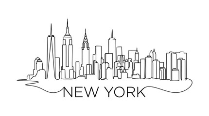 Fototapeta premium New York City Skyline Continuous Line Art