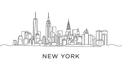 Obraz premium New York City Skyline Line Art Illustration
