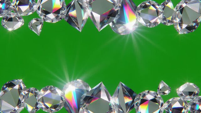 Crystal Border with Prism Light Refraction Effects on Green Screen