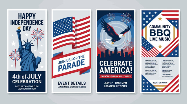 American Independence Day Event Flyers.