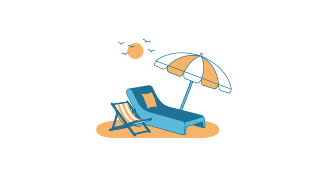 Relaxing beach setup with lounge bed and umbrella