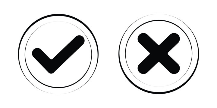check mark icon. Tick mark button of correct or wrong way sticker. eps 10
